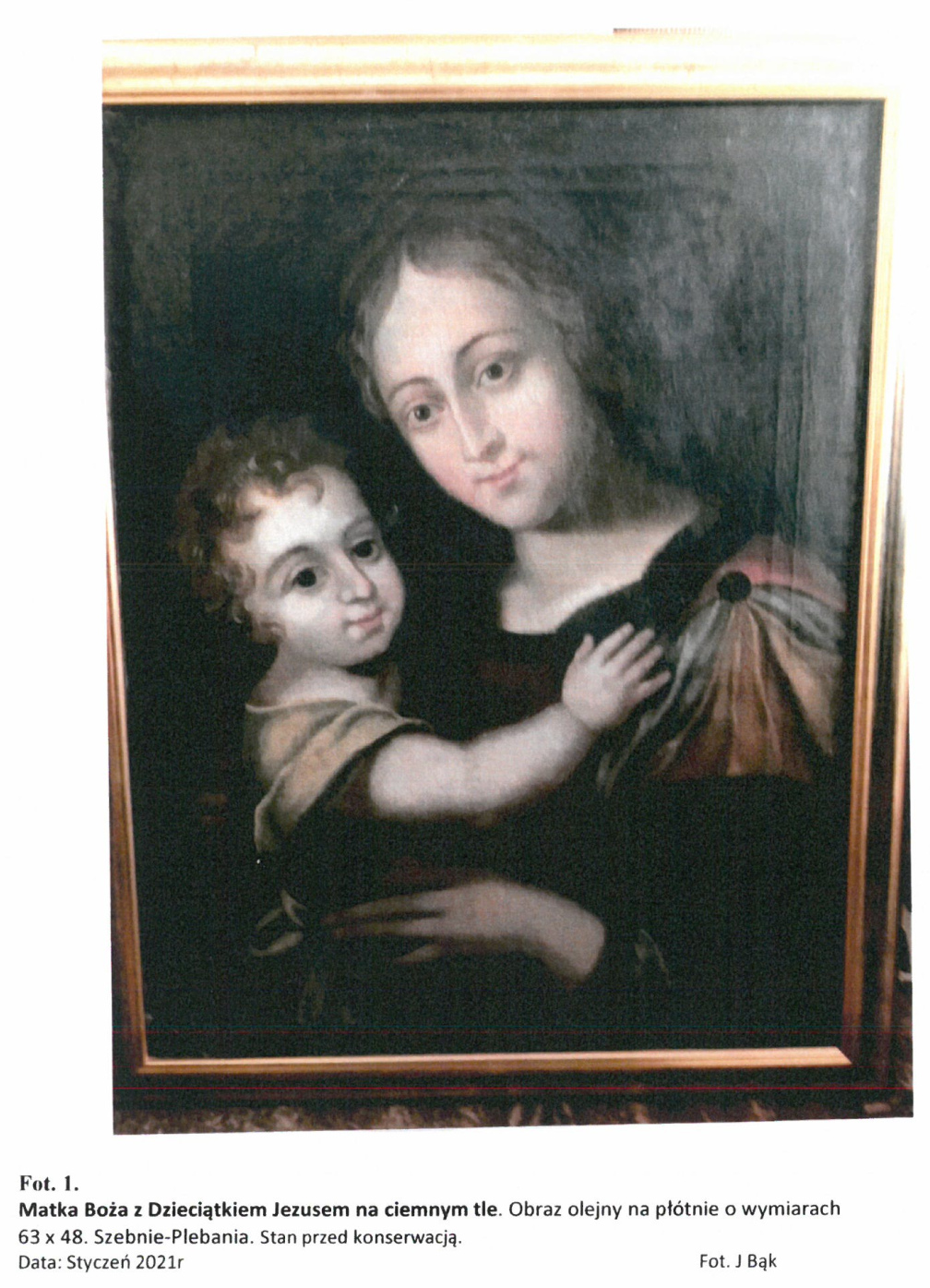 Matka Boża z Dzieciątkiem Jezusem na ciemnym tle - fot.1