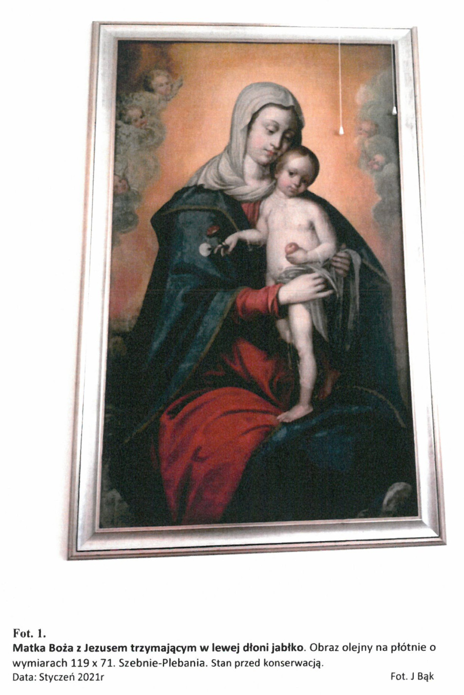 Matka Boża z Jezusem trzymającym w lewej dłoni jabłko - fot.1